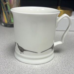 NWT Casey Allum Elegant White Mug with Pheasants